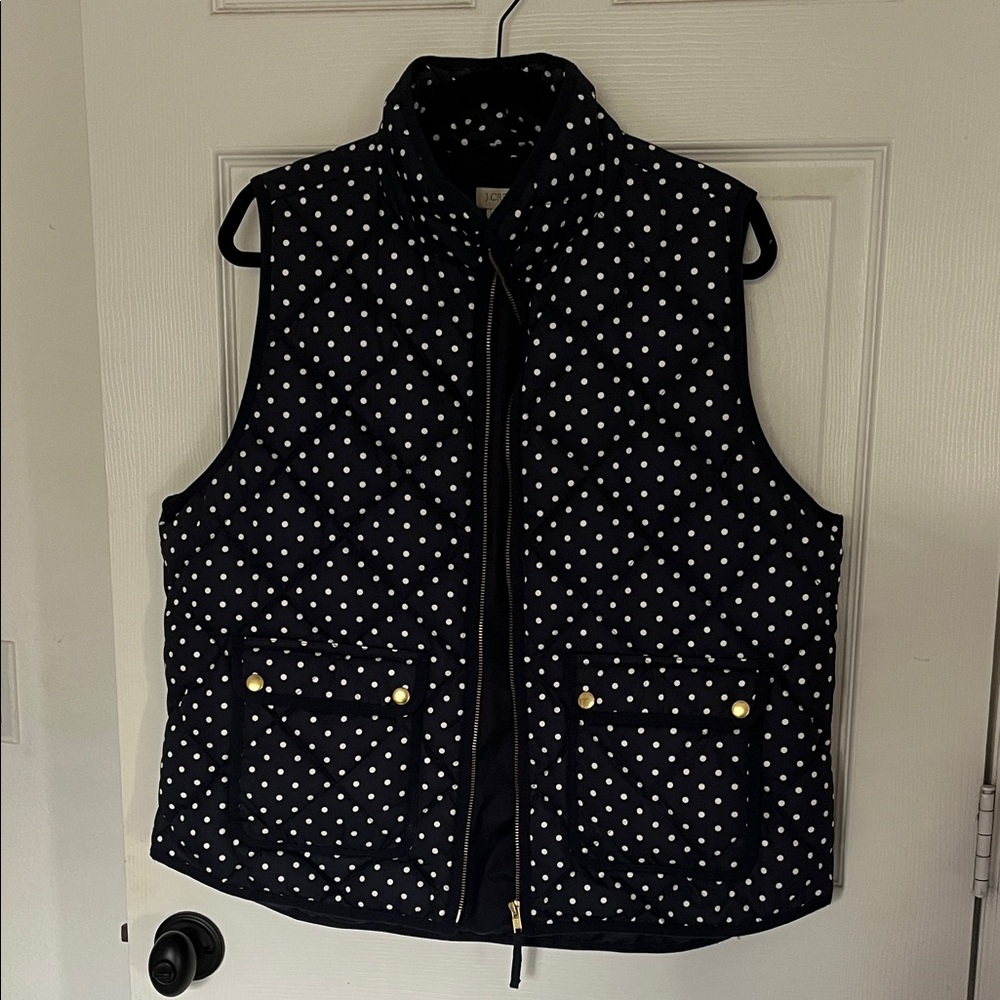 J. Crew Polka Dot Quilted Vest - Navy and White